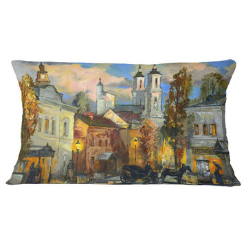 Old City Cityscape Throw Pillow, 12"x20"