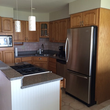 Painted and Glazed outdated Honey Oak Cabinets