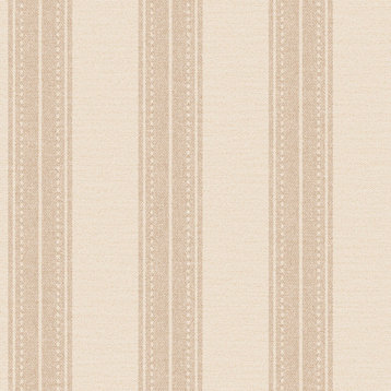 Woven Fabric Inspired Stripes Wallpaper , Coral, Sample