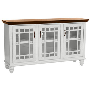 65" Traditional Sideboard Buffet, Bright White