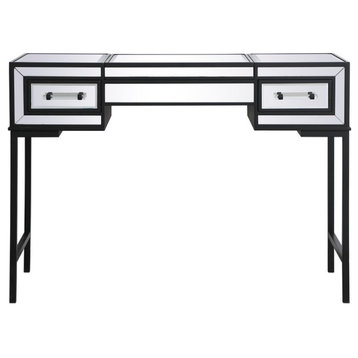 Elegant MF73020BK 42"Mirrored Flip Top Vanity Table, Black