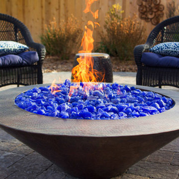Firepit & Pavers with Fountain at Sunset, Santa Maria CA