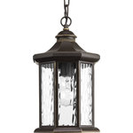 Progress Lighting - Edition 1-Light Hanging Lantern - The one-light hanging lantern in the Edition collection features distinctive hexagonal shape for classic styling. Clear water glass elements are accented by a Antique Bronze finish. Die-cast aluminum construction with a powder coat finish makes this a durable style for updating a home's curb appeal.