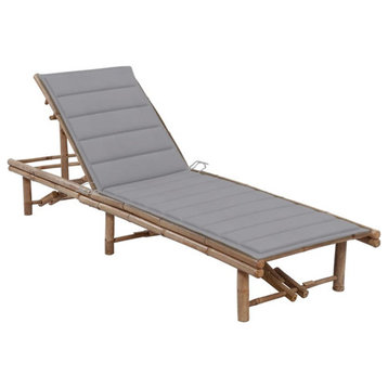 vidaXL Patio Sun Lounger with Cushion Bamboo Garden Outdoor Seat Furniture