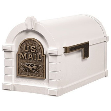 Gaines Keystone Series Curbside Mailbox, White and Antique Bronze, Eagle