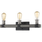 Z-Lite - Kirkland 3 Light Bathroom Vanity Light, Ashen Barnboard - Bright and brilliant, this three-light wall sconce shines sleek industrialism over a bathroom vanity. Constructed of faux barnwood, the clean lines of the silhouette boast a rugged ashen hue that's energized by the glow of exposed lightbulbs.
