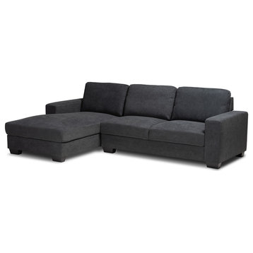 Dareena Upholstered Sectional Sofa With Left Facing Chaise, Dark Gray