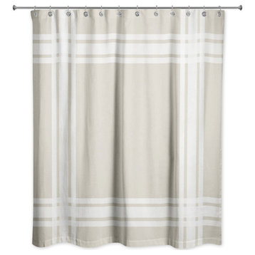 Striped Beige Border 71x74 Shower Curtain