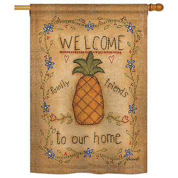 Welcome Sweet Pineapple Inspirational, Everyday House Flag 28"x40"