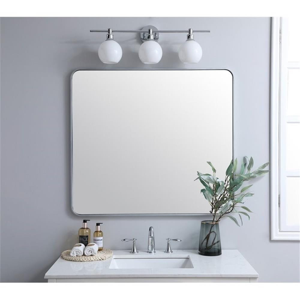 Elegant Decor Evermore 36x40" Soft Corner Metal Rectangular Mirror in ...