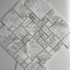 White Carrara Marble Versailles French Paragon Mosaic Tile Polished, 1 sheet