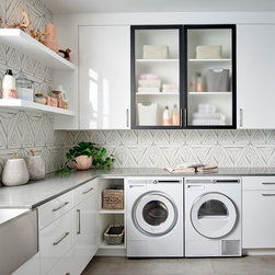 White Gloss / Matte Black Laundry - Storage Cabinets