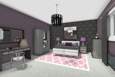Lavender and grey bedroom