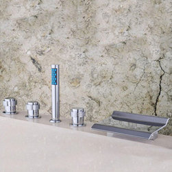 Contemporary Two Handles Waterfall Brass Tub Faucet T001-15 - Bathtub Faucets