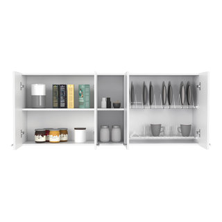 White Shaker L-Shape 9x12 Cabinet Set for 84H Kitchen