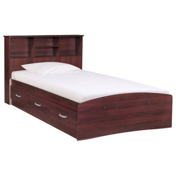 Better Home Products California Wooden Twin Captains Bed in Mahogany