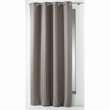 Luxury Textured Window Curtain Panel with Stripes, 102 x 55 Inches, Taupe