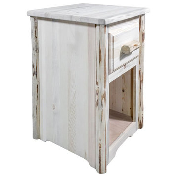 Montana Woodworks Solid Wood End Table with Drawer in Natural Lacquered