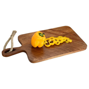 The Mascot Hardware 19.5'' x 10'' Paddle Shaped Wooden Cutting Board With Handle