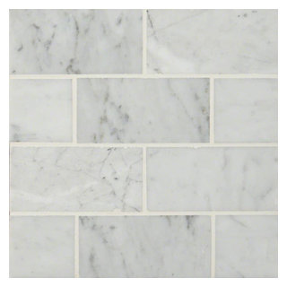 6 X 12 Carrara White Marble Honed Subway Brick Field Tile