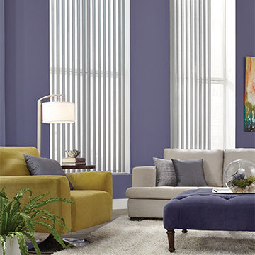 WHITE VERTICAL VINYL BLINDS - Graber Living Room Ideas