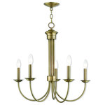 Livex Lighting - Livex Lighting 42685-01 Estate - Five Light Chandelier - This elegant classic chandelier is impeccably desiEstate Five Light Ch Antique Brass *UL Approved: YES Energy Star Qualified: n/a ADA Certified: n/a  *Number of Lights: Lamp: 5-*Wattage:60w Candelabra Base bulb(s) *Bulb Included:No *Bulb Type:Candelabra Base *Finish Type:Antique Brass