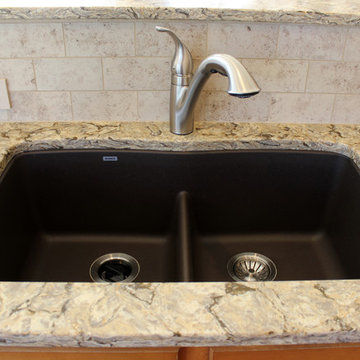 Broglen Quartz Countertops with Eternal Limestone Tile Backsplash ~ Medina, OH