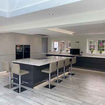 Matt Graphite and Light Grey Handleless Kitchen