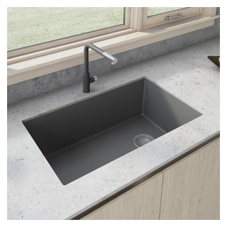 Ruvati 31 Undermount Granite Composite Kitchen Sink, RVG2033GR -  Transitional - Kitchen Sinks - by DirectSinks