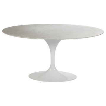 Round Natural Marble Dining Table, 60"