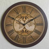 Old World Map Wall Clock, 18"