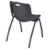 Kee 36" Round Breakroom Table- Grey/ Black & 4 'M' Stack Chairs- Black