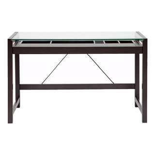 Baxton Studio Idabel Dark Brown Wood Modern Desk wIt s Top