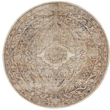 Transitional Cottage 4' Round Twine Area Rug