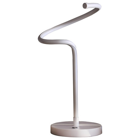 19" LED Matte White Curvilinear S-Curve Spiral Tube LED Table Lamp