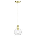 Livex Lighting - Downtown 1 Light Satin Brass Sphere Mini Pendant - Bring a refined lighting style to your interior with this downtown collection single light mini pendant. Shown in a satin brass finish with clear sphere glass.