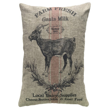 Goat Farm Linen Pillow, 18"x12"