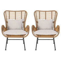 Gloria Indoor Wicker Club Chairs with Cushions, Set of 2