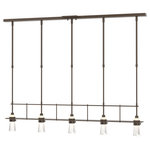 Hubbardton Forge - Erlenmeyer 5 Light Pendant, Bronze Finish, Clear Glass - Adjustable pendant with thick blown glass cones. Inspired by the flat-bottomed Erlenmeyer flasks, this 5-light fixture has life beyond the lab. The look edges toward industrial while keeping firmly in the realm of high-class form and function.