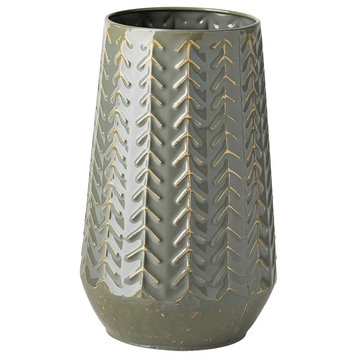Gemma Green Metal Chevron Vase