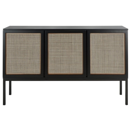 Safavieh Zadie 2 Shelf Rattan Sideboard, Black/Natural