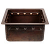 16" Gourmet Rectangular Hammered Copper Bar/Prep Sink, Barrel Strap Design