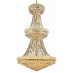 Elegant Lighting - Primo 32 Light Chandelier in Gold with Clear Royal Cut Crystal - Primo means first in Italian and the Primo collection lives up to its name as the top choice in classic  dramatic lighting. The symmetrical bell-shaped design offers variations in single  double  and triple tiers  with each canopy encrusted with multiple layers of round crystals. Delicate strands of crystals flare out from each canopy  ending in a profusion of crystal octagons and balls in the bottom hemisphere base.&nbsp