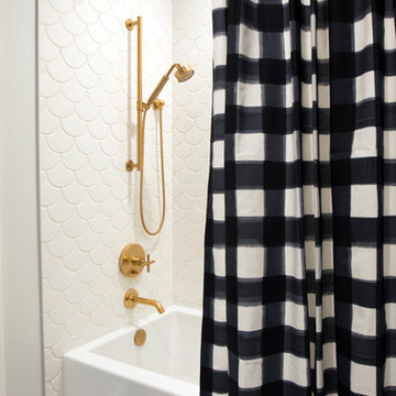 Jillian Harris: Fish Scale Tile Tub Surround in White