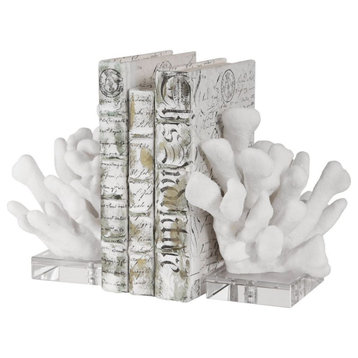 Uttermost Charbel 6x9" White Bookends, 2-Piece Set