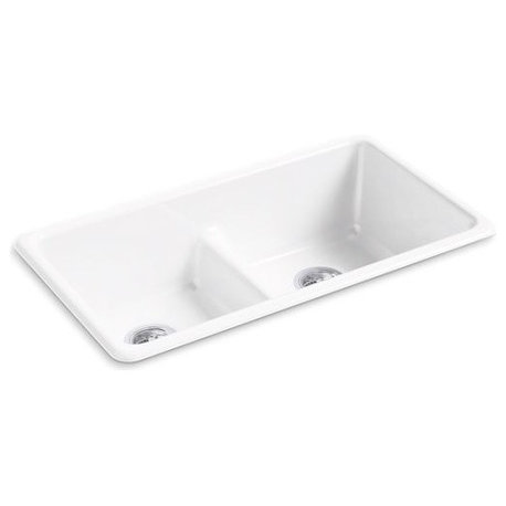 Kohler Iron/Tones Top-/Under-Mount Smart Divide Double-Equal Kitchen Sink, White