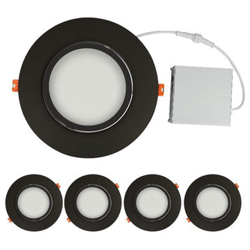 6" Canless Adjustable Lighting Downlight | Ultra Thin | 5CCT Switch, Black, 6"