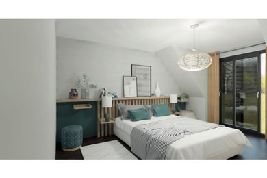 他の地域にある中くらいなコンテンポラリースタイルのおしゃれな寝室のレイアウト
