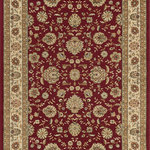 Tayse Rugs - Raleigh Traditional Floral Red Rectangle Area Rug, 7.6' x 10' - Redefine style with the engaging oriental design of this area rug. The floral pattern has a sangria red background with antique ivory