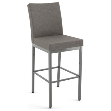 Amisco Perry Counter and Bar Stool, Silver Grey Polyester / Metallic Grey Metal, Counter Height